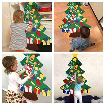 Fremme! Følte juletræ for Børn 3.2 Ft Diy juletræ med Småbørn 30 Stk Pynt til Børn Xmas Gaver Hængende