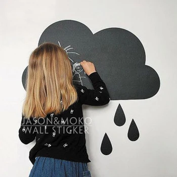 Cloud Form Tavle Vinyl Klistermærke vægoverføringsbillede Vægmaleri Bogstaver, Ord Graffiti Dekorative Børnehave Kids Room Home Decor 55x55cm NY