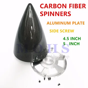 Udskåret/uncutted CNC aluminium plade forlænget fuld carbon fiber spinner 4.5 5 tommer pegede benzin-elektrisk fly spinnere