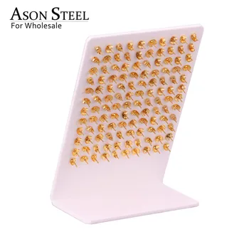 ASONSTEEL Cubic Zirconia Smykker Engros 60 Par/mange Blandede Stilarter Sølv Farve Stud Øreringe til Kvinder Allergivenlige Øreringe