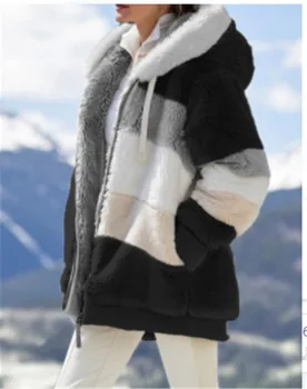 Zoulv Damer Tøj Hætte Lynlås Damer Frakke Lam Pels 2020 Kvinders vinterfrakke koreansk Mode Afslappet Syning Plaid