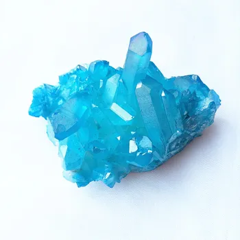 85grams Titanium belægning kvarts cluster naturlig kvarts krystal blå engel aura cluster prøver healing