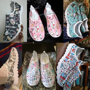 INSTANTARTS Breathble Kvinder Sko Lejligheder Sneakers Lilla Monstera Tribal Hawaii Designer Mesh Damer Fodtøj Shoes de Mujer