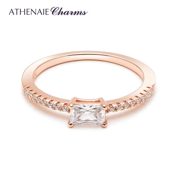 ATHENAIE 925 Sterling Sølv CZ Mousserende Pladsen Halo Rings Farven Guld til Kvinder Stabelbare Finger Ring For Kvinder