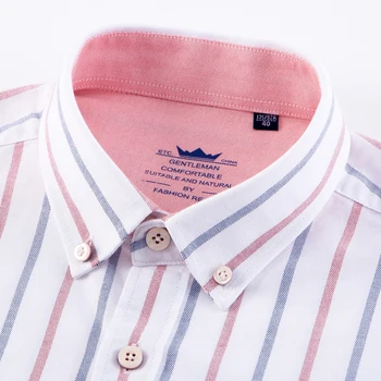 Bomuld Mænds Afslappet Oxford Stribet t-Shirt med Lange Ærmer Regular Fit Behagelig Tyk Button Down Skjorter Patch Lomme Tøj