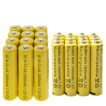16x AA-2800mAh + 16x AAA-1800mAh Bulk Nikkel-Cadmium-Genopladelige batterier 1,2 V Gul