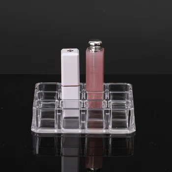 Klar Akryl Makeup Organizer Kosmetiske opbevaringsboks til Lip Gloss Læift, Neglelak Holder med 12 Rum til Opbevaring