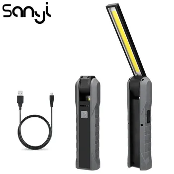 SANYI Magnetiske Bærbare Lanterne USB-Genopladeligt Indbygget Batteri Lommelygte Torch LED COB 4-Tilstand Arbejder Camping Lys