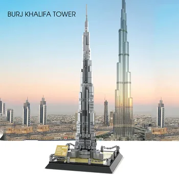 WANGE Berømte Arkitektur byggeblokke Burj Khalifa Tårn i Dubai-Modellen opstilles Klassiske By Mursten Legetøj Til Børn Gaver
