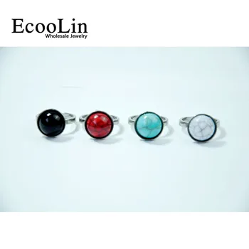10stk EcooLin Mærke Mode Turquoisee Rustfrit Stål Ringe Til Kvinder Smykker Masser LR4030