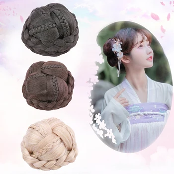 Tang-Dynastiet Hanfu Hår Gammel Bryllup Bride Hair Tilbehør Falske Hair Bun Extensions Clip Søde Prinsesse Cosplay Hat