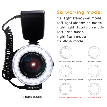 Travor Macro Ring Flash RF-550E Speedlite LED-Ring Flash Light Med 4 Flash Diffusorer Og 8 Adapter Ringe Til Sony Minolta