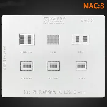 Amaoe BGA Reballing Stencil Mac8 Til MACbook Wifi-Chip Stencil A1989 A2159 A1706 A1534 A1932 Wifi-Modul Integrerede Stencil