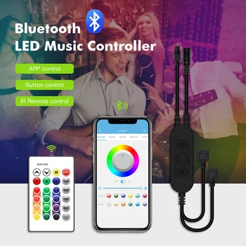 RGB-Bluetooth Controller DC 5V-12V 24V Musik Bluetooth Controller Lyder Sensor Lys Strip Controller Til RGB Strip + IR-fjernbetjening