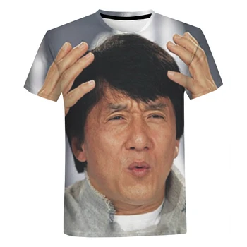 2021 Sommeren Nye Stil Kung Fu filmstjerne Jackie Chan Unisex 3D-Print Mønster Afslappet Rund Hals kortærmet T-shirt 2XS-5XL