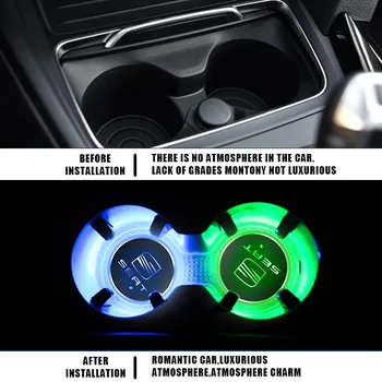 Bilen USB-Afgift 7 Farve Coaster LED Lys Kop Anti-slip Pad SEAT Ibiza Leon Alhambra Niva Kalina Priora Granta Tilbehør
