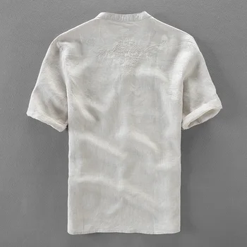 Italien brand linned skjorter mænd sommeren solid hvid hør-shirt herre broderi mænd casual skjorte i stor størrelse shirts mandlige camiseta