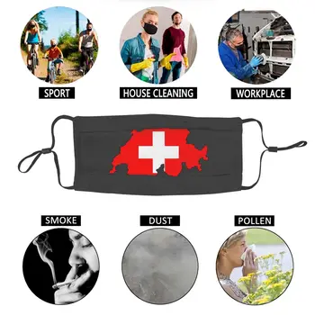 Flag, Kort Schweiz Maske Mænd Ikke-Disponible Ansigtsmaske Støvtæt Beskyttelse Åndedrætsværn Maske