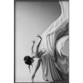 Ballet lærreder for moderne dans for børn og figurativ kunst malerier for sorte og hvide vægge i stue, soveværelse
