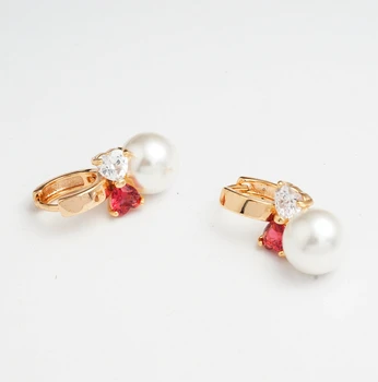 Yunkingdom simuleret perle øreringe til kvinder hjertet cubic zirkonia dråbe øreringe mode elegante smykker K0064