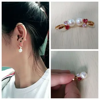 Yunkingdom simuleret perle øreringe til kvinder hjertet cubic zirkonia dråbe øreringe mode elegante smykker K0064