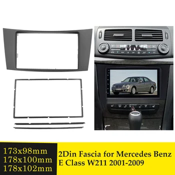 Dobbelt Din Bil Radio Fascia Stereo Audio Panel Frame for Mercedes-BENZ E-KLASSE W211 CD, Trim DVD-Afspiller Dække Genmontering af Mount Kit