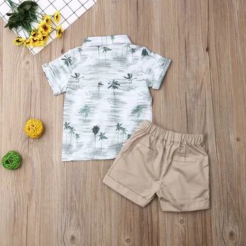 Pudcoco Sommeren Toddler Dreng Tøj Coconut Tree Print-Shirt, Toppe, Korte Bukser 2stk Udstyr Herre Tøj Sommer