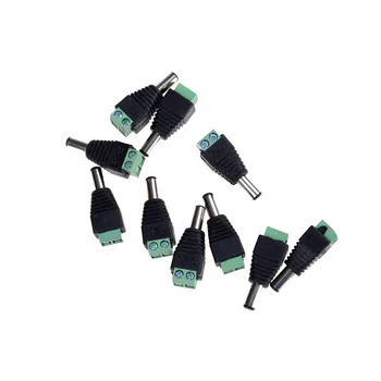 10 Stk 12V DC Power Jack hanstik Adapter-Stik Stik Til CCTV Enkelt Farve LED Lys 2.1 X 5,5 mm