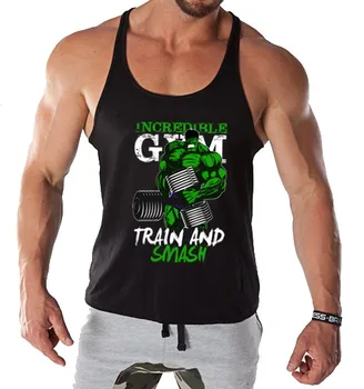 Brand Mænd Tøj Bodybuilding Tank Tops Hulk print fitnesscentre Tank Top Mænd Bomuld O-hals Undertrøje Muskel Vest Trænings-og Mænd Toppe