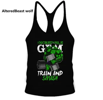 Brand Mænd Tøj Bodybuilding Tank Tops Hulk print fitnesscentre Tank Top Mænd Bomuld O-hals Undertrøje Muskel Vest Trænings-og Mænd Toppe