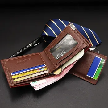 Mænd Business Læder Mærke Luksus Tegnebog Kort Slank Mand Punge Penge Klip Kreditkort Dollar Pris retro stil og pengepung