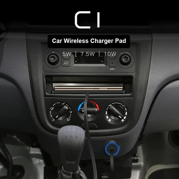 C1 QI Trådløs Bil Oplader Pad til iPhone 11 Pro Max hurtig Hurtig Trådløs Oplader Bil 10W 7.5 W Opbevaring Skuffe