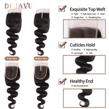 Dejavu Krop Bølge Bundter Med Lukning Brasilianske Væve Med Lukning Non-Remy Human Hair Bundter Med 4*4 Lace Lukning Cabelo