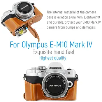 Kamera PU Læder halv Tilfælde Beskyttende Taske til Olympus E-M10 Mark IV IV EM10