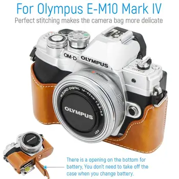 Kamera PU Læder halv Tilfælde Beskyttende Taske til Olympus E-M10 Mark IV IV EM10