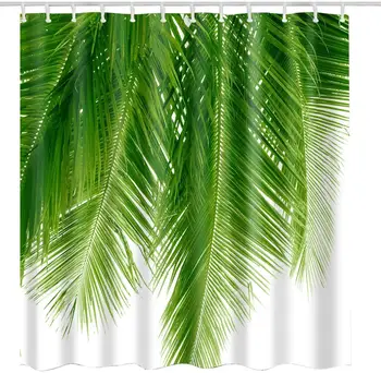 Sommeren Tropiske Palme Blade Plante Polyester Badeforhæng Badeværelse Indretning