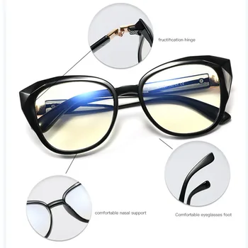 SHAUNA Anti-Blå Lys Overdimensionerede Kvinder Briller Ramme TR90 Cat Eye Optiske Billeder