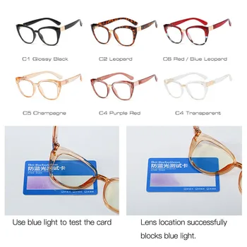 SHAUNA Anti-Blå Lys Overdimensionerede Kvinder Briller Ramme TR90 Cat Eye Optiske Billeder