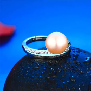 Dainashi Høj Kvalitet 925 Sterling Sølv Krystal Zircon Justerbar Ring, Ægte Ferskvands Kulturperler Perle Ring for Kvinder