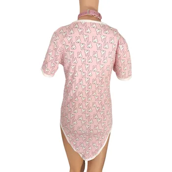 Voksen Baby Onesie Ble Elsker (ABDL) Snap Skridtet Romper Onesie Pyjamas Cosplay Pink Onesie
