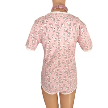 Voksen Baby Onesie Ble Elsker (ABDL) Snap Skridtet Romper Onesie Pyjamas Cosplay Pink Onesie