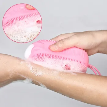1Pc Blød Silikone Massage Krat Handsker til Peeling Krop Badekar Børste Eksfolierende Handsker Ansigt Børste Kroppen Børste Dobbelt Sidet