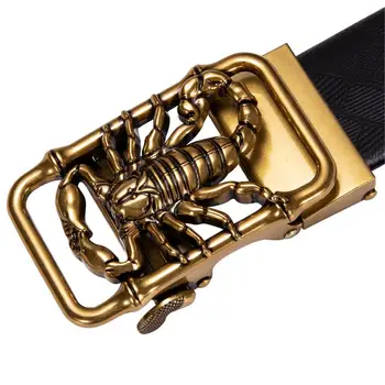 AK-2137 Golden Scorpion Automatisk Spænde Læder Bælte i Taljen Designer Remme til Mænd af Høj Kvalitet, Luksus Mærke Bælte til Jeans Cinturon