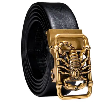 AK-2137 Golden Scorpion Automatisk Spænde Læder Bælte i Taljen Designer Remme til Mænd af Høj Kvalitet, Luksus Mærke Bælte til Jeans Cinturon