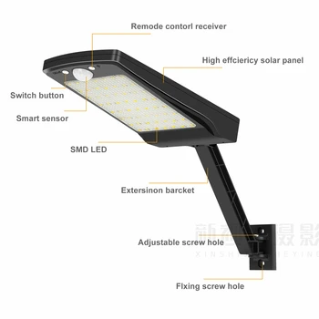 56 LED solar lampe indlæg lys udendørs Vandtæt 3 Modes Projektør Motion Sensor spotlight fjernbetjening rotable pole lys