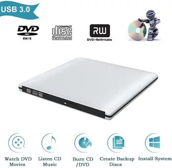 Bærbare Optiske Drev Ultra Slim USB3.0 DVD-Brænder Ekstern Brænder DVD-Drev, CD+/-RW DVD+/-RW Superdrive til Desktop/Notebook