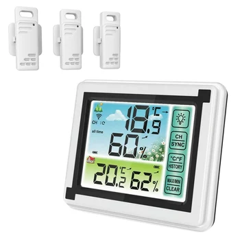 LCD-vejrstation med Digital Termometer Hygrometer Indendørs / Udendørs Temperatur Overvågning, Enhed _WK