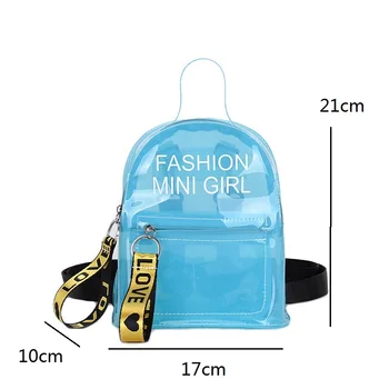 Mini-Gennemsigtig PVC-Gelé Farve Kvinder Rygsække Damer skoletasker Til Teenager Piger Dreng rejsetasker Hånd Tasker Mochilas Mujer