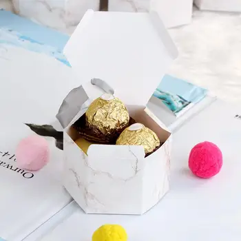 OurWarm Marmor Kreative Bryllup Slik Kasser Gæst Favoriserer Geometriske gaveæske Part Forsyninger Tak Gave Chocolate Box 20/50stk