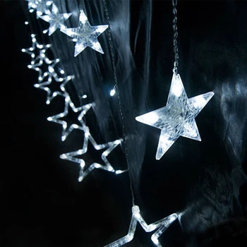12 Stjerner LED Curtain String Lys Jul kulørte Lamper Garland Udendørs Hjem Til Bryllup/Party/Forhæng/Have Dekoration